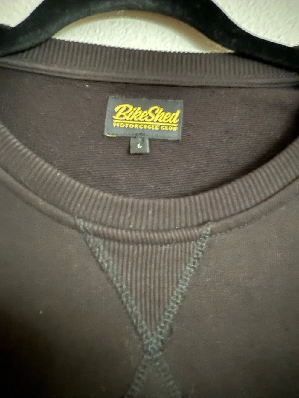 Bike Shed Moto Co Black Crewneck with Gold Embroidery